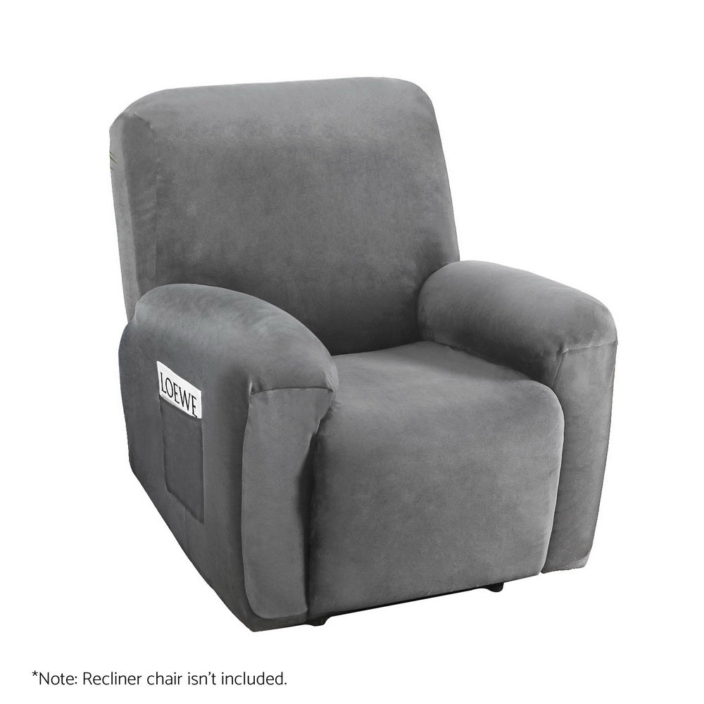 Artiss Recliner Chair Covers 1 Seater Velvet Grey - NuSea